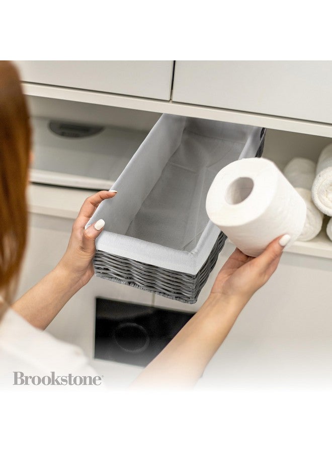 BROOKSTONE [2 PACK SET] Wicker Storage Basket, Boho Organization and Storage Container, Decorative Shelf Bin, Over the Toilet Paper Reserve, Suitable for Any Home Décor Style - Image 4