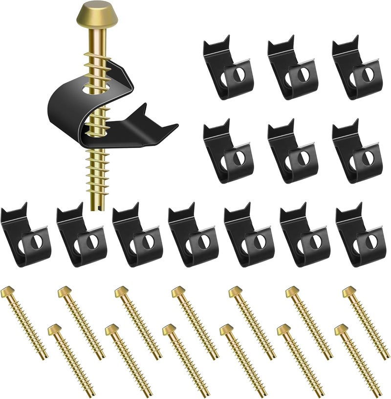 Dreyoo 14 Pack Sink Clips Kit, Undermount Sink Clips Compatible with Moen/Elkay Bathroom Counter, for Countertops up to 1-1/2" Thick, U Channel Brackets Top Mount Kit Support(Gold) - Image 1
