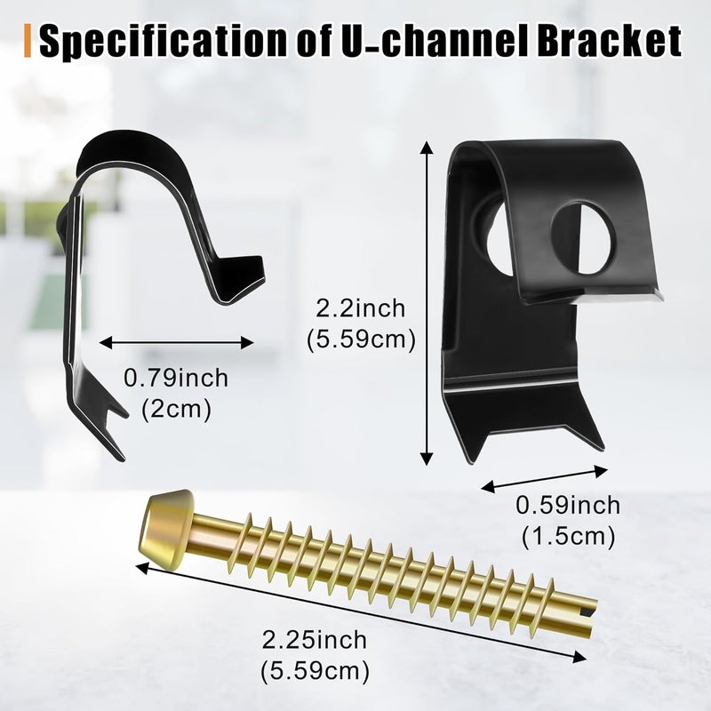 Dreyoo 14 Pack Sink Clips Kit, Undermount Sink Clips Compatible with Moen/Elkay Bathroom Counter, for Countertops up to 1-1/2" Thick, U Channel Brackets Top Mount Kit Support(Gold) - Image 3