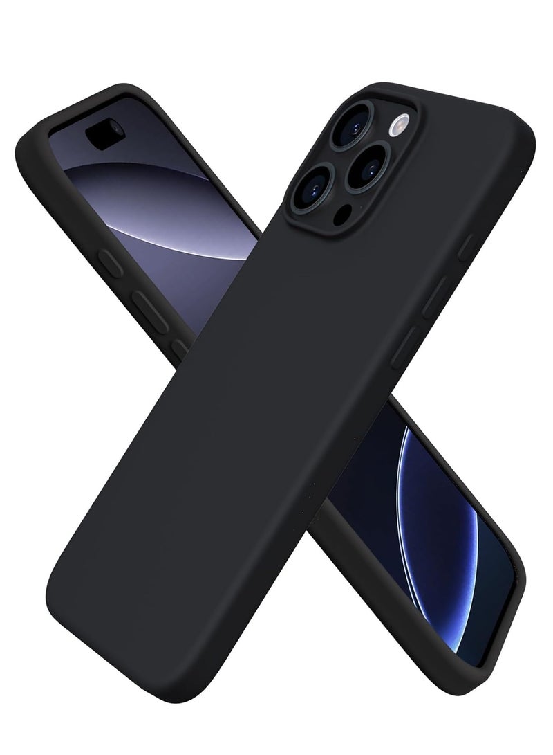 iPhone 16 Pro Max Black Liquid Silicone Case - Soft Shockproof TPU Protection - Image 1