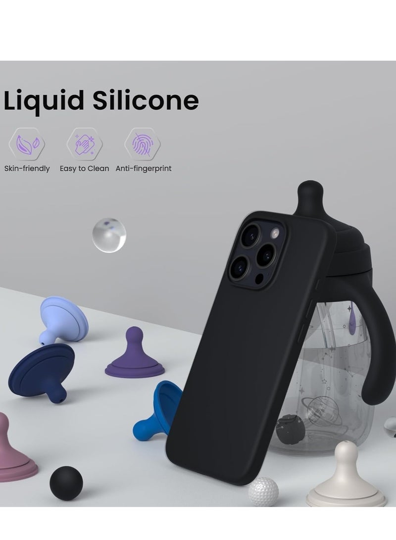 iPhone 16 Pro Max Black Liquid Silicone Case - Soft Shockproof TPU Protection - Image 3