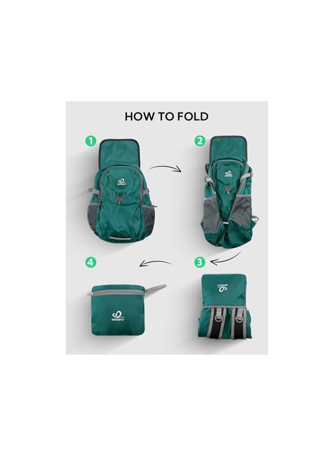 WATERFLY Lightweight Packable Hiking Backpack: 30L Foldable Travel Daypack Ultralight Camping Day Pack For Woman Man - Image 5