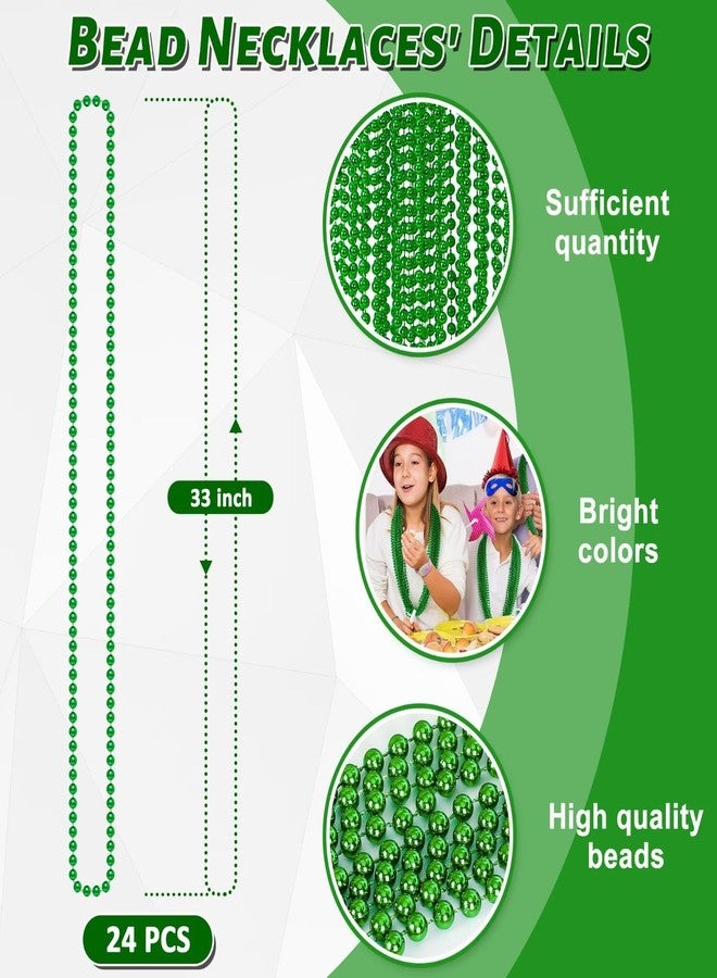 EOBOH St Patricks Day Beads, 24PCS Christmas Beaded Necklace Accessories, Mardi Gras Beads Necklaces, Festival Parade Accessories for Mardi Gras St. Patricks Christmas Party Wedding Supplies - Image 2