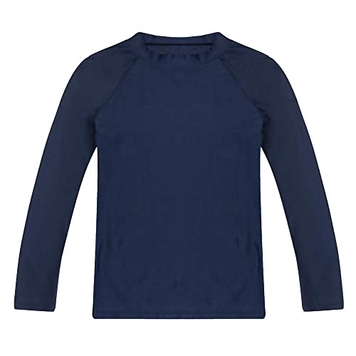 ESTAMICO Boys Long Sleeve Rash Guard Swim Shirts UPF 50 Sun Protection Swimwear Quick Dry Rashguard Athletic Swimwear Navy 12 - Image 1