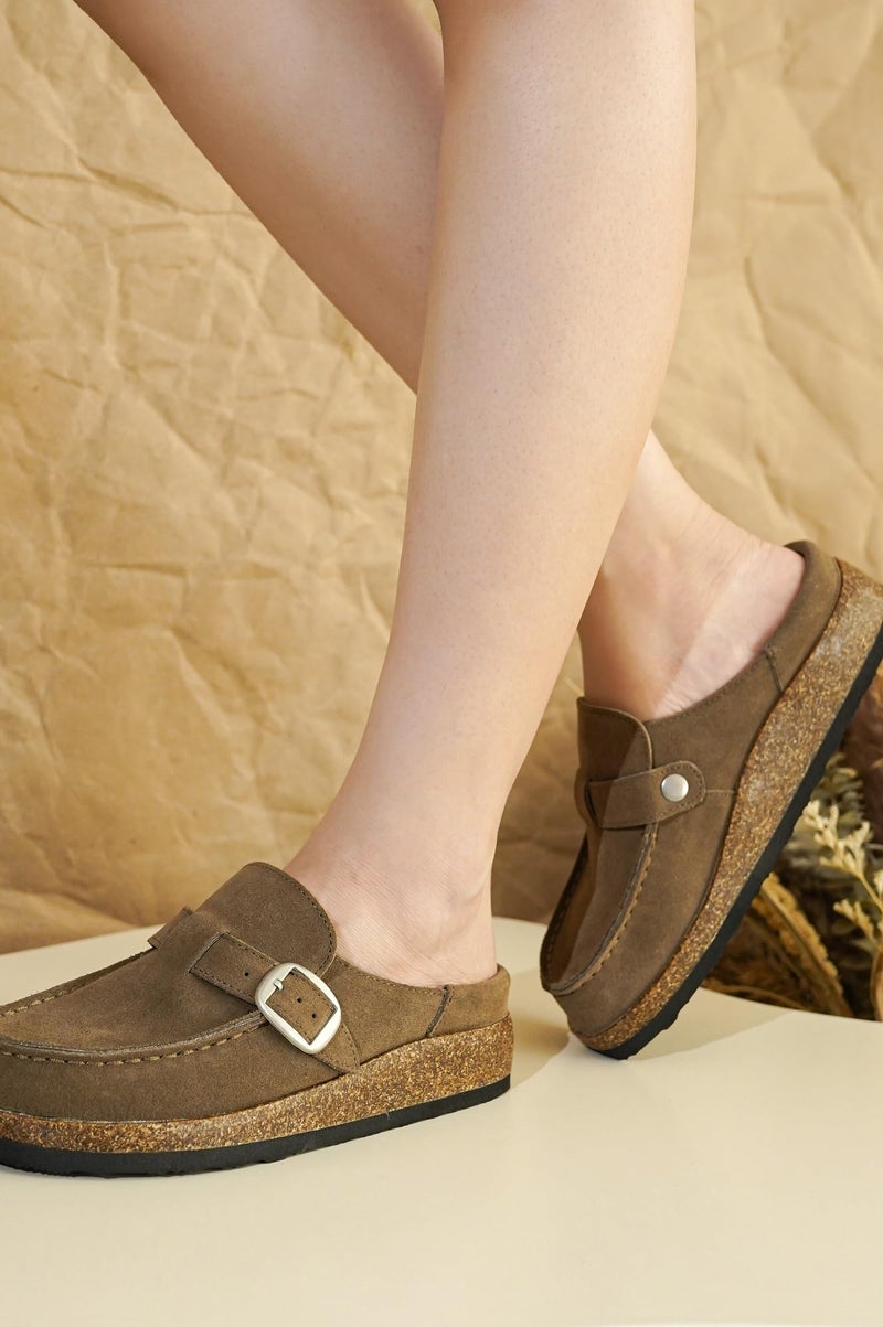 Project Cloud Genuine Leather Moccasin-Style Clogs for Women - Memory Foam and Water Resistant Mules Slip-on - Non-Slip and Durable Clogs Casual Shoes for Women Footwear (Carline, Taupe, 6.5) - Image 5