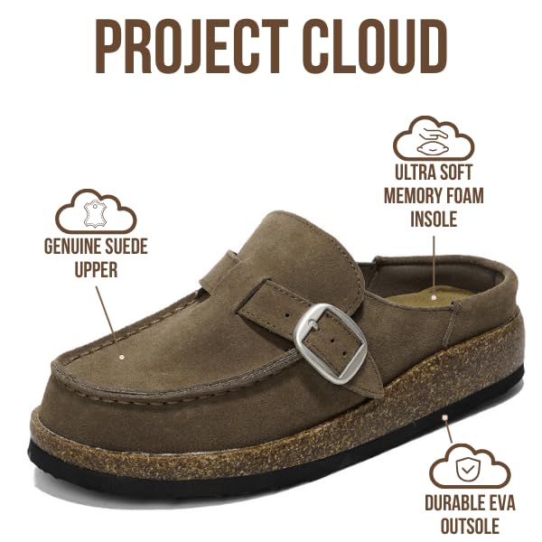 Project Cloud Genuine Leather Moccasin-Style Clogs for Women - Memory Foam and Water Resistant Mules Slip-on - Non-Slip and Durable Clogs Casual Shoes for Women Footwear (Carline, Taupe, 6.5) - Image 2
