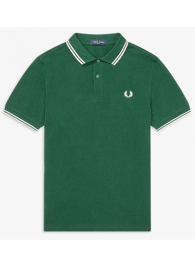 FRED PERRY Essential Logo Printed Polo Shirt Green  - Image 1
