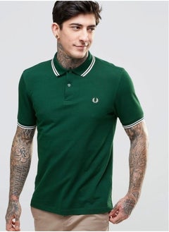 FRED PERRY Essential Logo Printed Polo Shirt Green  - Image 2