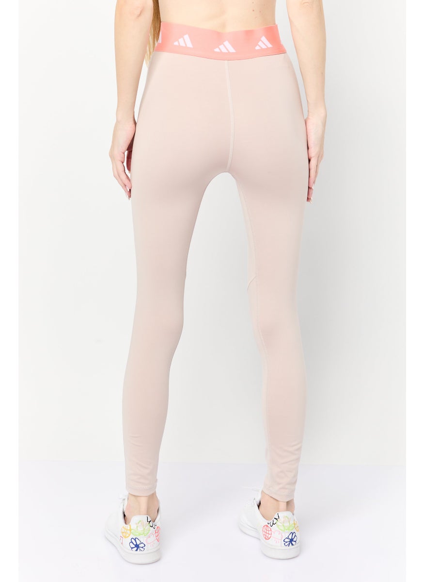 Adidas Women 7/8 Style Brand Logo Laggings, Beige  - Image 4