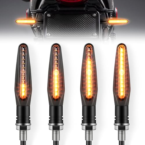 LivTee Super Bright 4PCS Motorcycle Indicators Flowing LED Turn Signal Lights 12V for Motorbike Scooter Quad Cruiser Off Road Amber Yellow