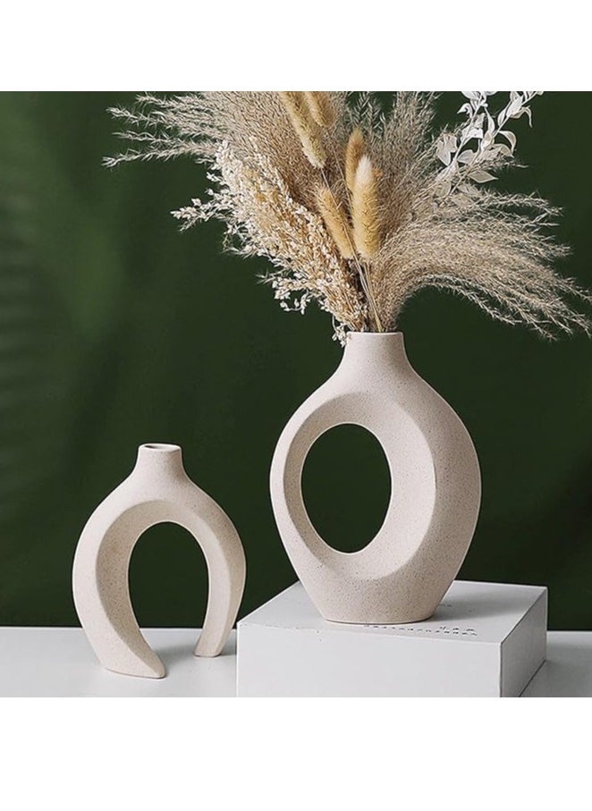 Generic Awnr Bohemian White Ceramics Vase 2 Pieces, Minimalist Modern Home Decoration, Commonly Used In Living Room Dining Table, Entrance Shelf,Bathroom Shelf, Wedding Scene Decoration  - Image 3