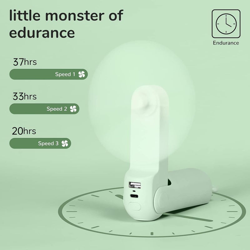 JISULIFE Jizlife Handheld Portable Fan with 4500mAh Power Bank, Up to 37 Hours Runtime - Image 2