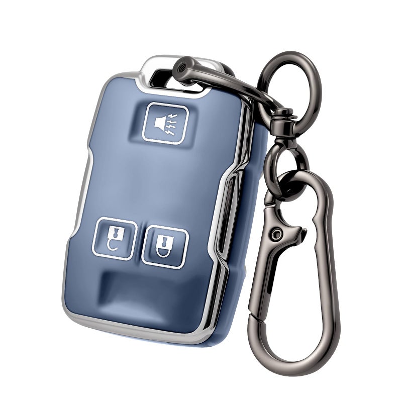 CHATYYD Key fob Cover for GMC with KeychainSoft TPU Car Key Cover Case for Chevy Colorado Silverado Suburban Tahoe GMC Canyon Sierra Yukon 20142022 AccessoriesSilver Edged Blue - Image 3