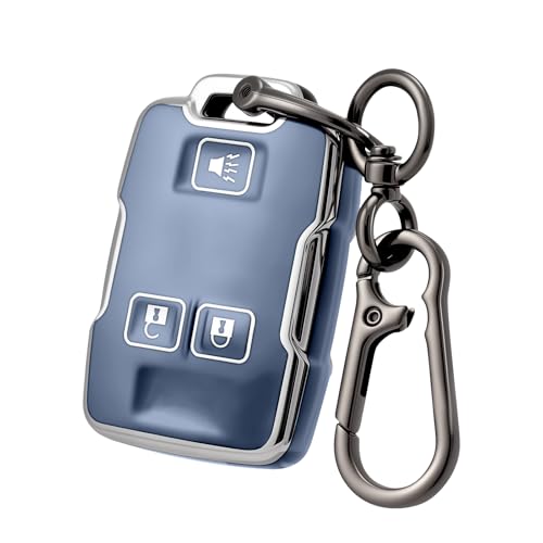 CHATYYD Key fob Cover for GMC with KeychainSoft TPU Car Key Cover Case for Chevy Colorado Silverado Suburban Tahoe GMC Canyon Sierra Yukon 20142022 AccessoriesSilver Edged Blue - Image 1