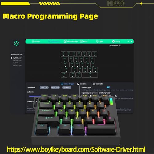 ZUOYA HE30 Rapid Trigger Gaming Keyboard,One-Handed Magnetic Switch Hall Effect RGB HotSwap Custom Mechanical Keyboard Adjustable Actuation,8kHz Hyper Polling Rate,SOCD,Mini Macro Gasket Keypad (Black) - Image 4
