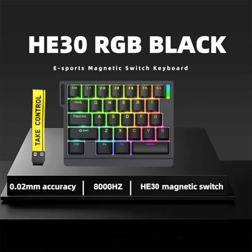 ZUOYA HE30 Rapid Trigger Gaming Keyboard,One-Handed Magnetic Switch Hall Effect RGB HotSwap Custom Mechanical Keyboard Adjustable Actuation,8kHz Hyper Polling Rate,SOCD,Mini Macro Gasket Keypad (Black) - Image 2