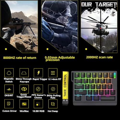ZUOYA HE30 Rapid Trigger Gaming Keyboard,One-Handed Magnetic Switch Hall Effect RGB HotSwap Custom Mechanical Keyboard Adjustable Actuation,8kHz Hyper Polling Rate,SOCD,Mini Macro Gasket Keypad (Black) - Image 5