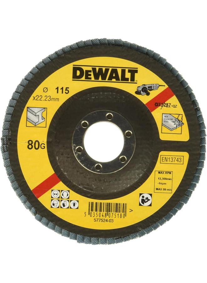 DEWALT Extreme 80-Grit Zirconium Oxide Flap Disc Yellow and Black 115 x 22.23mm DT3257-QZ - Image 1