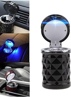 Festive Gallery Car Ashtray, Portable Ashtray for Car, Mini Car Trash Can, Detachable Stainless Steel Ash Tray with Lid, LED Blue Light, Windproof for Outdoor Travel, Home Use  - Image 1