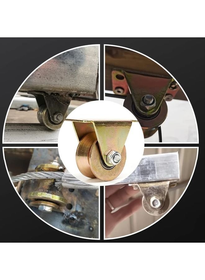 4Pcs Golden V Groove Pulley Heavy Duty Industrial Cable Roller 264 Lbs Capacity - Image 5