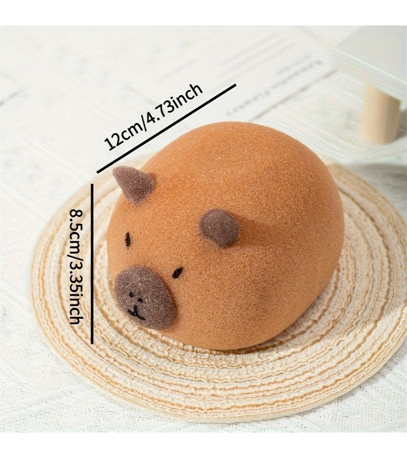 Yellow 4pcs Capybara Shaped Bath Sponge Soft High Density Nano Gentle Exfoliating Shower Brush For Foaming And Cleansing Home Spa Gift - Image 3