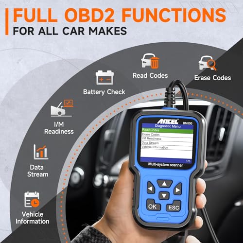 ANCEL BM500 Battery Registration Tool Fits for BMW Mini - All Systems OBD2 Scanner with Engine, ABS, SRS, ESP, SAS System Diagnosis, Car Code Reader for CBS, EPB, ETC, BMS, PCM, Oil Reset - Image 5