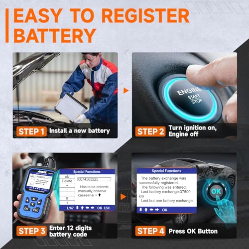 ANCEL BM500 Battery Registration Tool Fits for BMW Mini - All Systems OBD2 Scanner with Engine, ABS, SRS, ESP, SAS System Diagnosis, Car Code Reader for CBS, EPB, ETC, BMS, PCM, Oil Reset - Image 4
