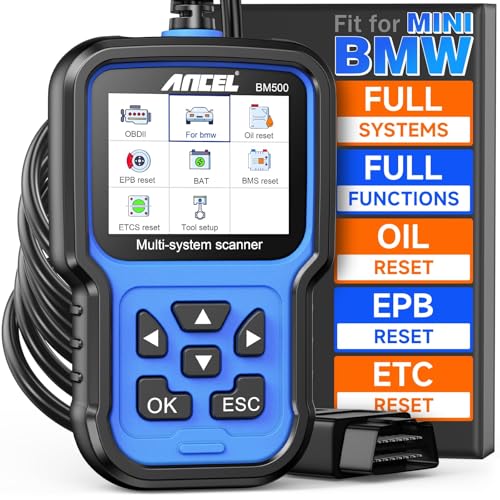 ANCEL BM500 Battery Registration Tool Fits for BMW Mini - All Systems OBD2 Scanner with Engine, ABS, SRS, ESP, SAS System Diagnosis, Car Code Reader for CBS, EPB, ETC, BMS, PCM, Oil Reset - Image 1