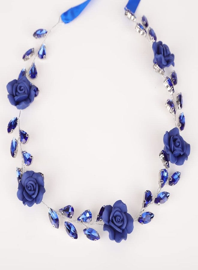 Missgrace Bridal Women Vintage Navy Blue Headband Wedding Blue Rhinestones Hair Jewelry Hair piece Prom Party Halloween Hair Accessories for Women (Blue 2) - Image 1
