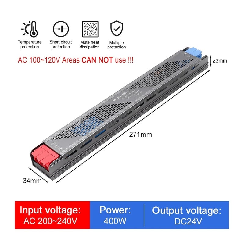 400W 24V LED Power Supply AC to DC Transformer Super Slim Thermal Glue Coated Fast Connector - Image 3