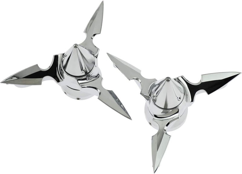 HDBUBALUS Spun Blade Spinning Front Axle Caps ABS Cover Fit for Harley Touring Street Glide Dyna Sportster XL883 XL1200 V Rod 1 Pair Chrome - Image 3