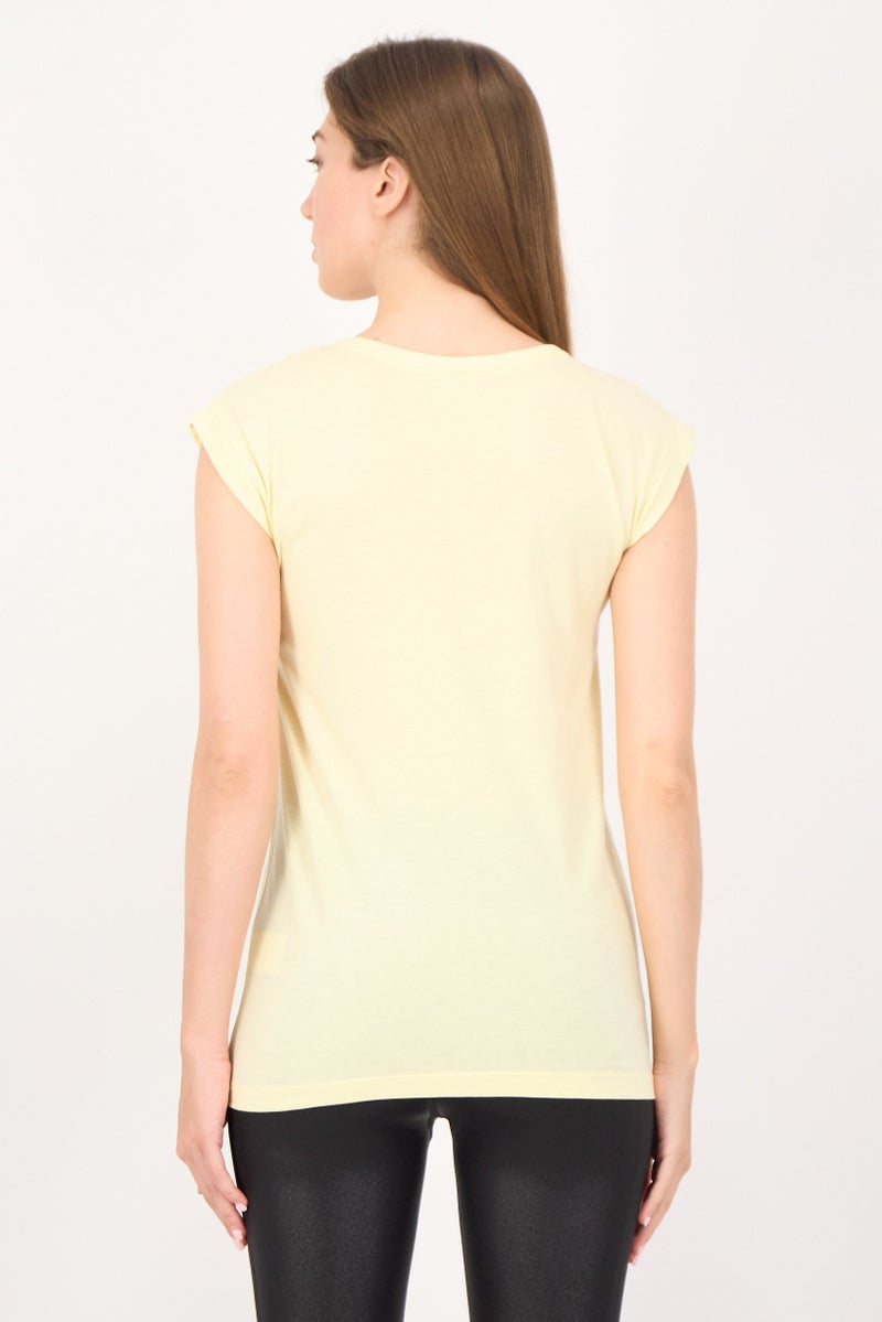 PUMA Women Relaxed Fit Cap Sleeves Outdoor T-shirt, Light Yellow - Image 3