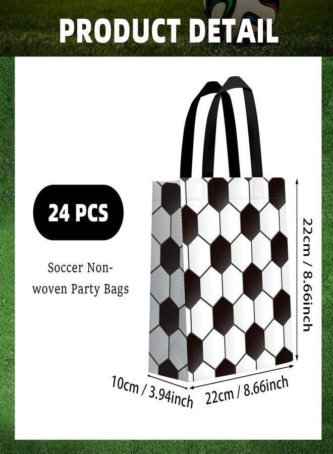 KERINGO 24 PCS Soccer Gift Bags with Handle Soccer Ball Party Supplies Reusable Goodie Bags Non Woven Birthday Party Supplies Goody Bag for Boys Girls - Image 2