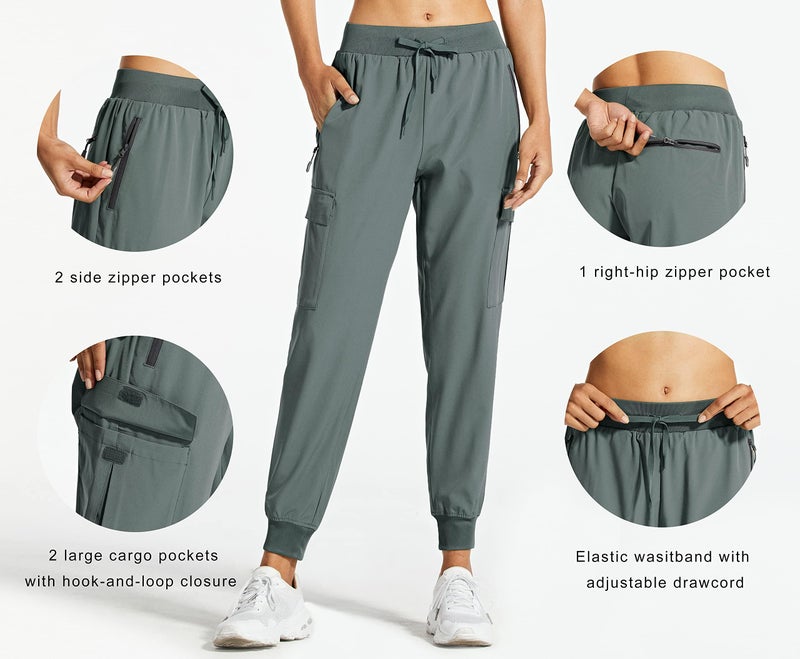 Libin Women's Cargo Joggers Lightweight Quick Dry Hiking Pants Athletic Lounge Casual Travel, Metropolis Gray M - Image 2