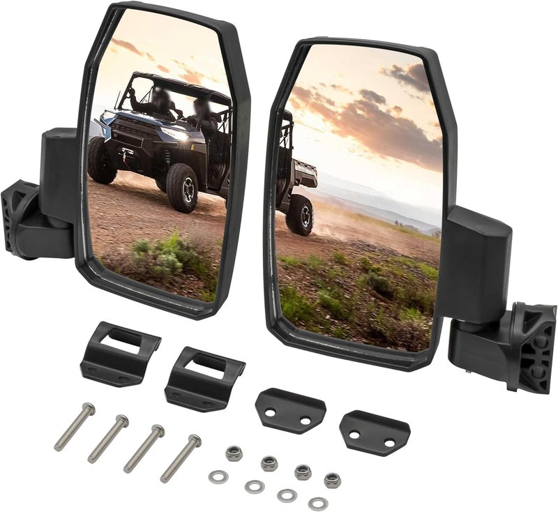 SAUTVS Adjustable Folding Side Rear View Mirrors for Polaris Ranger 1000 XP 570 900 (2PCS) - Image 2