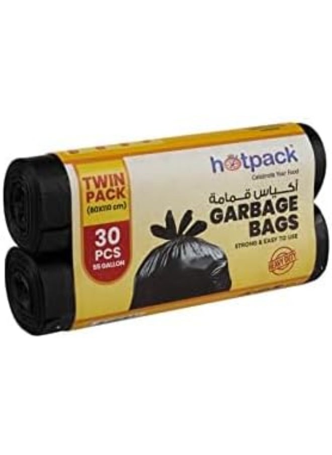 Hotpack - لفاف أكياس قمامة ثقيلة من هوتباك اقتصادية 80x110 سم 15 قطعة × 2 لفافة - Image 1