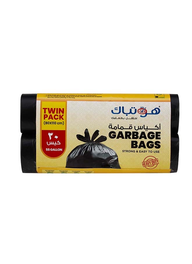 Hotpack - لفاف أكياس قمامة ثقيلة من هوتباك اقتصادية 80x110 سم 15 قطعة × 2 لفافة - Image 1