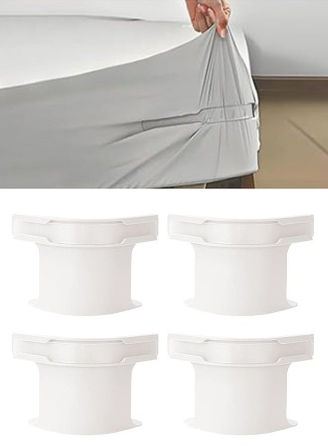 HomKawt Bed Sheet Holder Set Bed Sheet Fixing Buckle Fixed Sheet With Lock Strip, Suitable For Bed Sheet Mattresses and Bedding of Various Sizes-4PCS White - Image 1