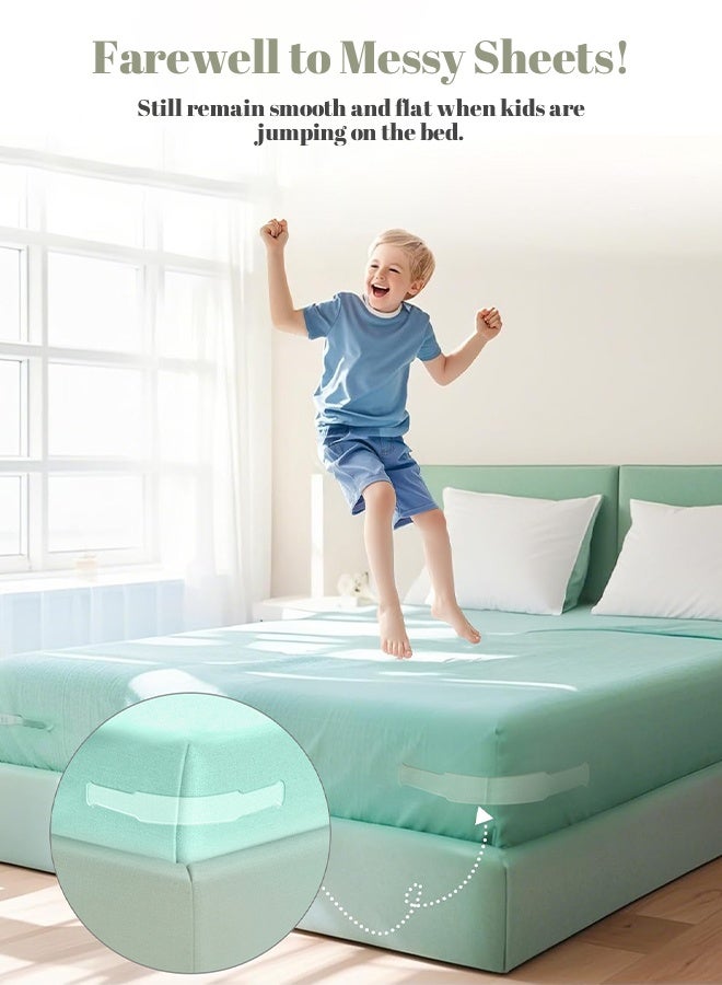 HomKawt Bed Sheet Holder Set Bed Sheet Fixing Buckle Fixed Sheet With Lock Strip, Suitable For Bed Sheet Mattresses and Bedding of Various Sizes-4PCS White - Image 5