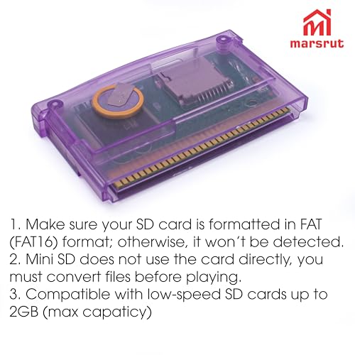 Marsrut GBA SD Cartridge Flash Cart Game Cartridge Support TF Card for GBA/SP/GBM/IDS/NDS/NDSL for GameBoy Advanced, FAT Format, Maximum Capacity to 2Gb, New Version - Image 4