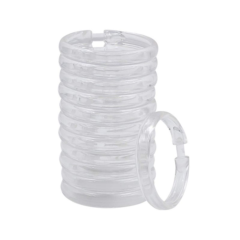 Shower Curtain Hooks Clear 12pcs Plastic Shower Curtain Rings Round O Rings Hook Hanger for Bathroom Shower Curtain Liner Window Rod