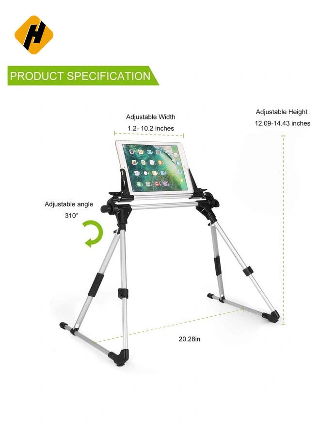 HuHa - Tablet Holder, 360 Adjustable Phone/Tablet Stand with Steel Arm, Lazy Mount Tablet Clamp for All 4"-10.5" Phones, Tablet, Switch, for Gaming, Watching Video, Chatting - Image 1