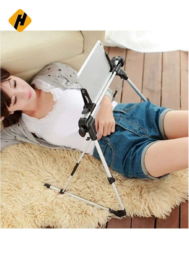 HuHa - Tablet Holder, 360 Adjustable Phone/Tablet Stand with Steel Arm, Lazy Mount Tablet Clamp for All 4"-10.5" Phones, Tablet, Switch, for Gaming, Watching Video, Chatting - Image 1