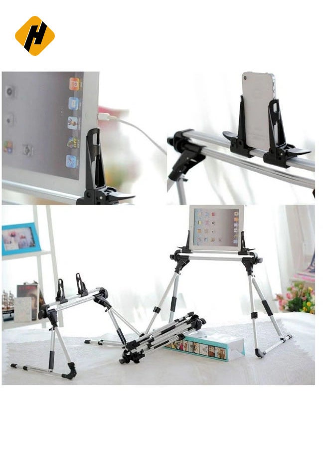 HuHa - Tablet Holder, 360 Adjustable Phone/Tablet Stand with Steel Arm, Lazy Mount Tablet Clamp for All 4"-10.5" Phones, Tablet, Switch, for Gaming, Watching Video, Chatting - Image 1