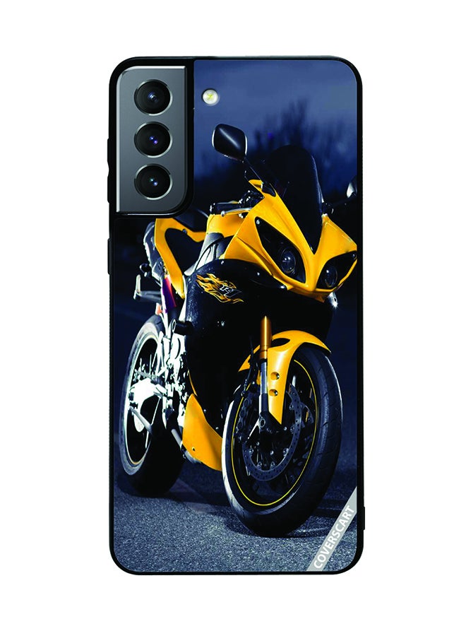 COVERSCART Protective Case Cover For Samsung Galaxy S21 FE 5G Yellow Sports Bike Design Multicolour