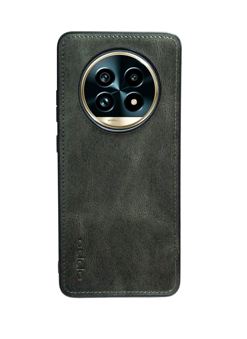 Generic Case Compatible with Realme 13 Pro Plus Case, Plain Leather Soft TPU Silicone Bumper Anti-Fingerprint Shockproof Protective Cover for Realme 13 Pro Plus (Dark Green) 
