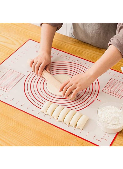 Silicone Pastry Mat Extra Large Non Slip with Measurement, Non Stick, Large and Thick, for Fondant, Rolling Dough, Pie Crust, Pizza and Cookies-60 * 40cm