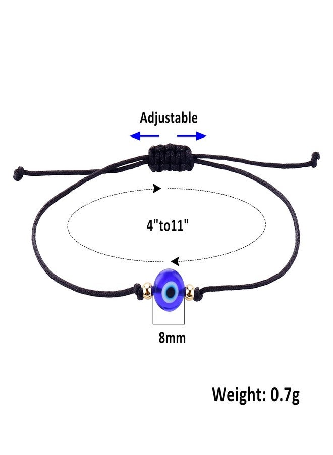 سمر لوف مجموعة أساور عين الحسد المصنوعة يدوياً من SUMMER LOVE، 12 قطعة، مجموعة بالجملة، للنساء والرجال، أساور حماية للكاحل، خيط أسود وأحمر (4 قطع أسود وذهبي). - Image 4
