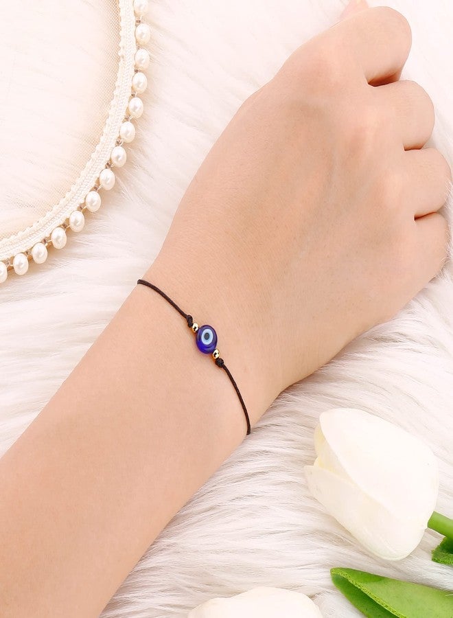 سمر لوف مجموعة أساور عين الحسد المصنوعة يدوياً من SUMMER LOVE، 12 قطعة، مجموعة بالجملة، للنساء والرجال، أساور حماية للكاحل، خيط أسود وأحمر (4 قطع أسود وذهبي). - Image 3