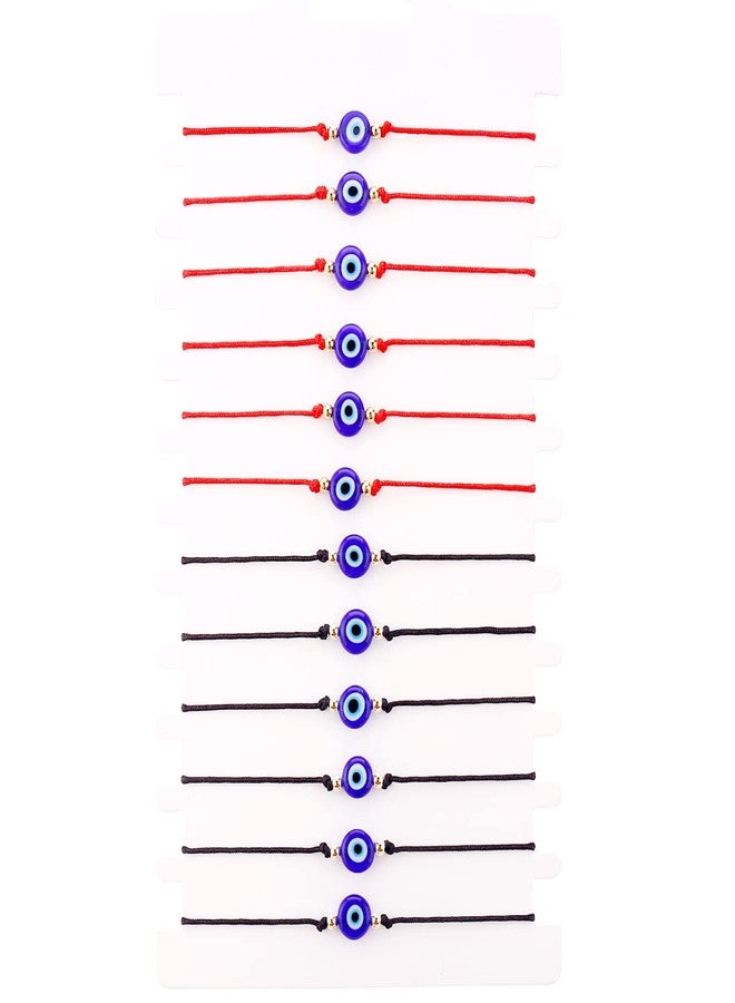 سمر لوف مجموعة أساور عين الحسد المصنوعة يدوياً من SUMMER LOVE، 12 قطعة، مجموعة بالجملة، للنساء والرجال، أساور حماية للكاحل، خيط أسود وأحمر (4 قطع أسود وذهبي). - Image 1